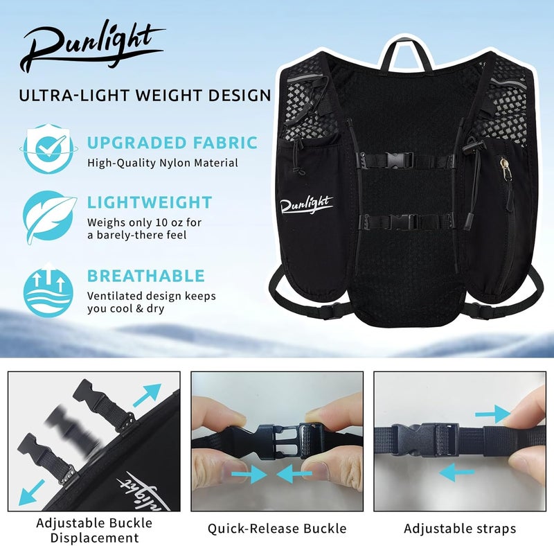 Runlight Running Vest for Women Men, Adjustable Hydration Backpack Breathable Reflective with 1.5L Water Bladder for Hiking, Trail, Running, Marathons, Cycling - Image 3
